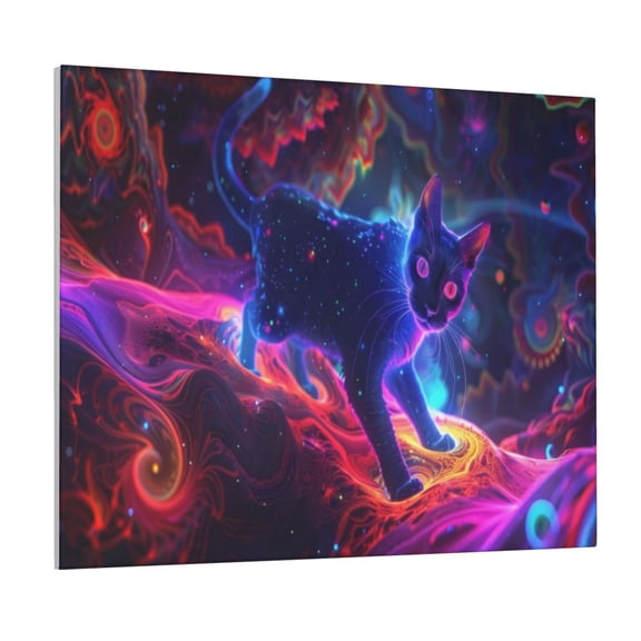 Naloa Cosmic Cat Psychedelic Journey Print Canvas Bathroom Wall Art,Bathroom Wall Art Decoration, Canvas Poster Prints,Decorative Paintings for Living Room, Bathroom, Kids Room
