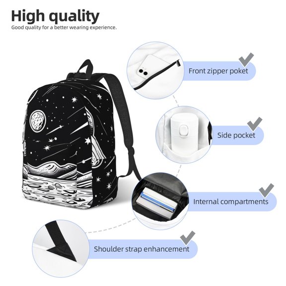 Naloa Cosmic Landscape Celestial Art Print Durable Canvas College Rucksack,Laptop Excursion Backpack,Travel Notebook School Backpack,Bookbag For Men Women