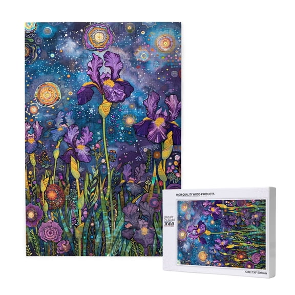 Naloa Cosmic Purple Irises Custom Puzzles Personalized Puzzle 1000 Pieces from Photo Custom Jigsaw Puzzle for Wedding, Graduation, (29.519.7in, Vertical)