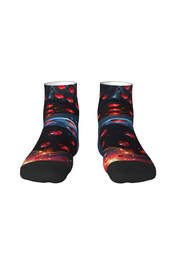 Cosmic Red Sparkle Dice Ankle Socks for Women Non Slip Socks No Show Socks Classic Low Cut Casual Socks Casual Socks