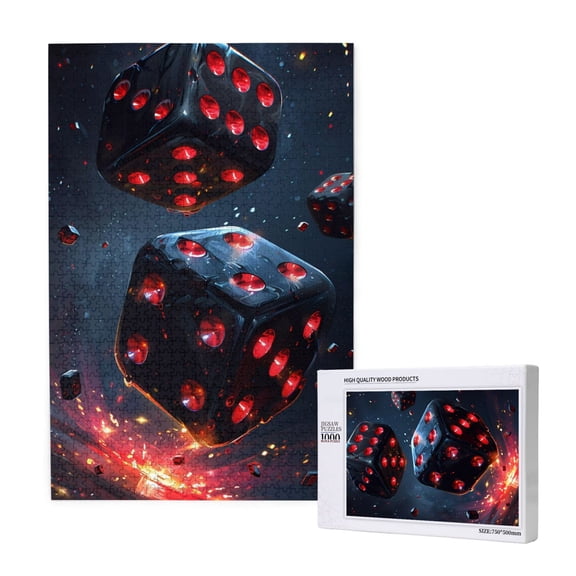 Naloa Cosmic Red Sparkle Dice Custom Puzzles Personalized Puzzle 1000 Pieces from Photo Custom Jigsaw Puzzle for Wedding, Graduation, (29.519.7in, Vertical)