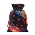 thumbnail image 1 of Naloa Cosmic Red Sparkle Dice Drawstring Christmas Bags, 3D Xmas Gift Bags, Christmas Wrapping Bags, Xmas Goodie Bags, Treat Pouch Bags, Party Favor Bags-Small, 1 of 9