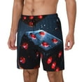 thumbnail image 1 of Naloa Cosmic Red Sparkle Dice Print Men Swim Trunks with Compression Liner ,Board Shorts,Men's Swim Shorts with Drawstring and Elastic Waistband-X-Large, 1 of 6