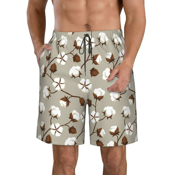 Naloa Cotton Tree Men's Beach Shorts, Surfing shorts, Swim trunks, Quick Dry Swim Trunks for Surfing Beach Fun - Small