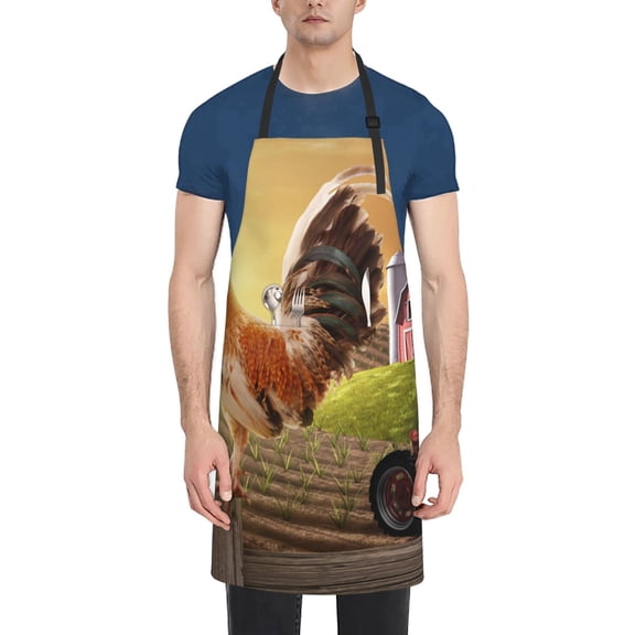 Naloa Country Farm Morning Rooster Apron Kitchen Aprons with Pockets for Women Men Chef