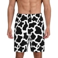thumbnail image 1 of Naloa Cow Print Black White Men's Short Pajama Pants, Lounge Comfort Shorts with Elasticized Waistband and Side Pockets - Medium, 1 of 9