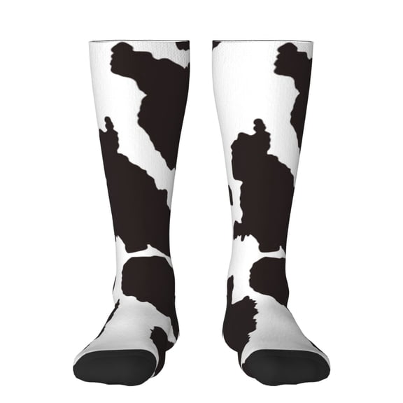 Naloa Cow Skin 2 Thigh High Socks Extra Long Stretchy Sock Women Over Knee High Opaque Stocking Daily Wear