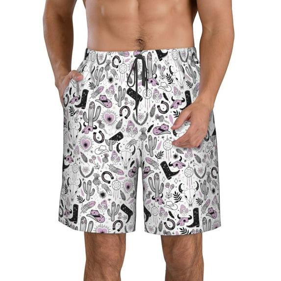 Naloa Cowboy Men's Beach Shorts, Surfing shorts, Swim trunks, Quick Dry Swim Trunks for Surfing Beach Fun - Large