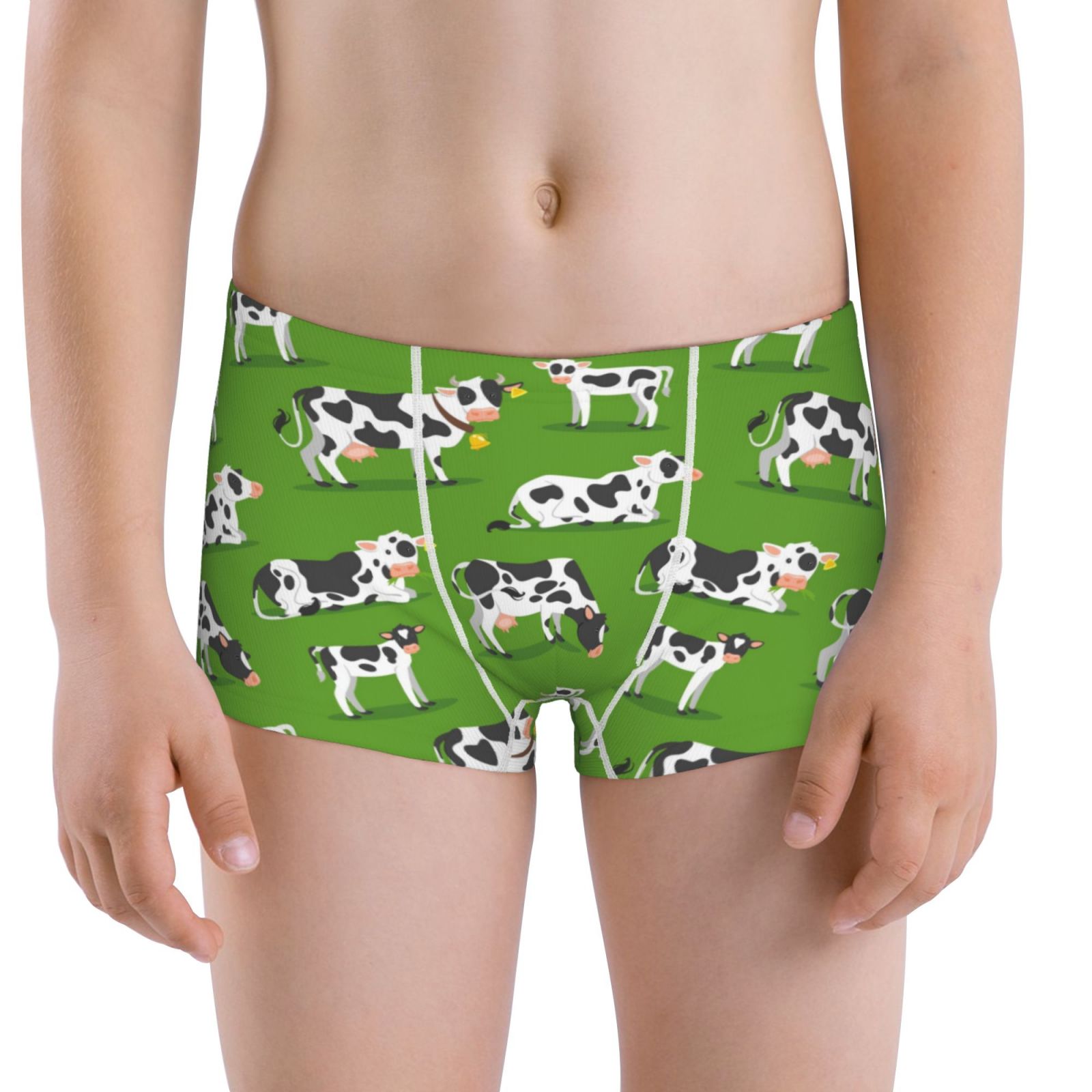 Naloa Cows With Calfs Green Boys Boxer Briefs,Toddler Cotton Underwear