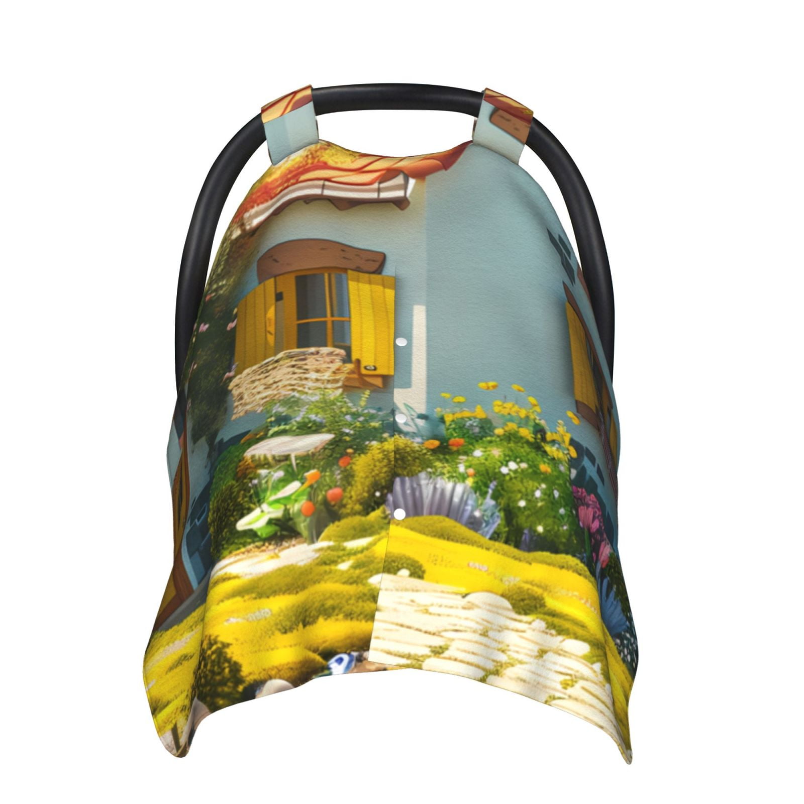 Naloa Cozy Cartoon Backyard Baby Car Seat Cover, Breathable Baby Carrier Cover, Multiuse Baby Carrier Cover & Nursing Breastfeeding Cover
