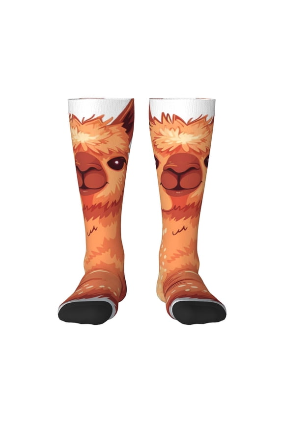 Cozy Knitting Llama Knee Socks, High Socks Long Stretchy Sock Women Knee High Stocking, Long Socks for Women