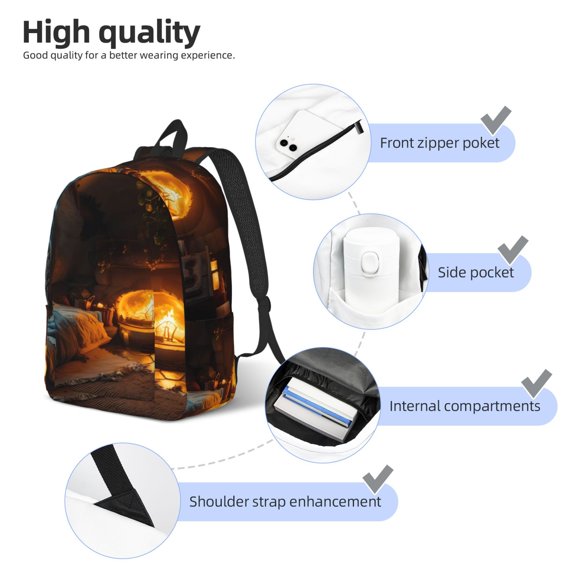 Naloa Cozy Tree Hole Cabin Print Durable Canvas College Rucksack,Laptop Excursion Backpack,Travel Notebook School Backpack,Bookbag For Men Women