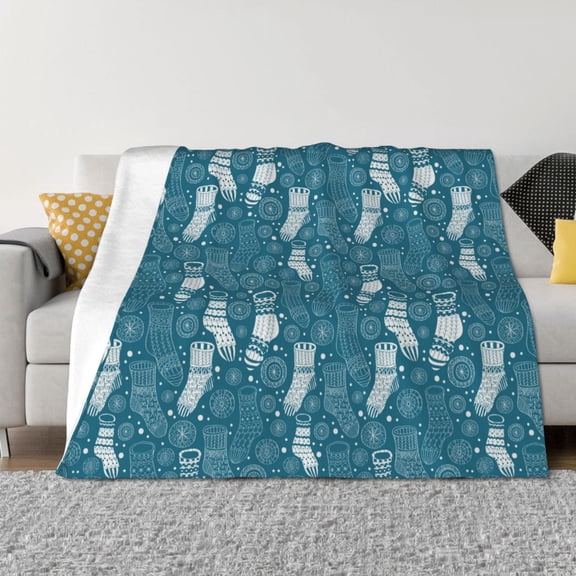 Naloa Cozy Winter Socks Pattern Flannel Fleece Throw Blanket for Bed Couch, Thick Blanket - All Seasons Suitable for Women, Men and Kids-50"x40"