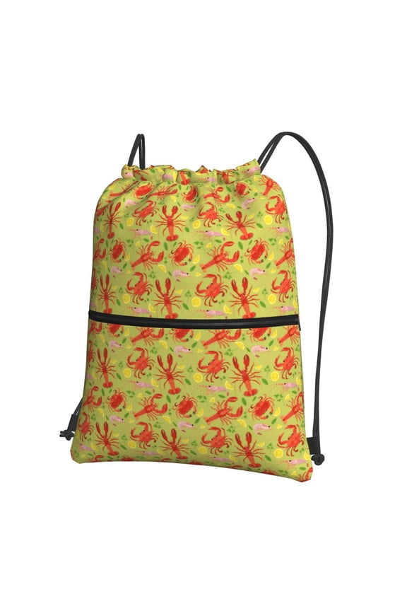 Crab Lobster Drawstring Backpack String Bag Cinch Water Resistant for Gym Shopping Sport Yoga