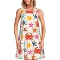 thumbnail image 1 of Naloa Crabs And Seastars Print Women's Summer Spring Casual Beach Sundress,Vacation Sleeveless Tank Crewneck Loose Dresses, 1 of 7