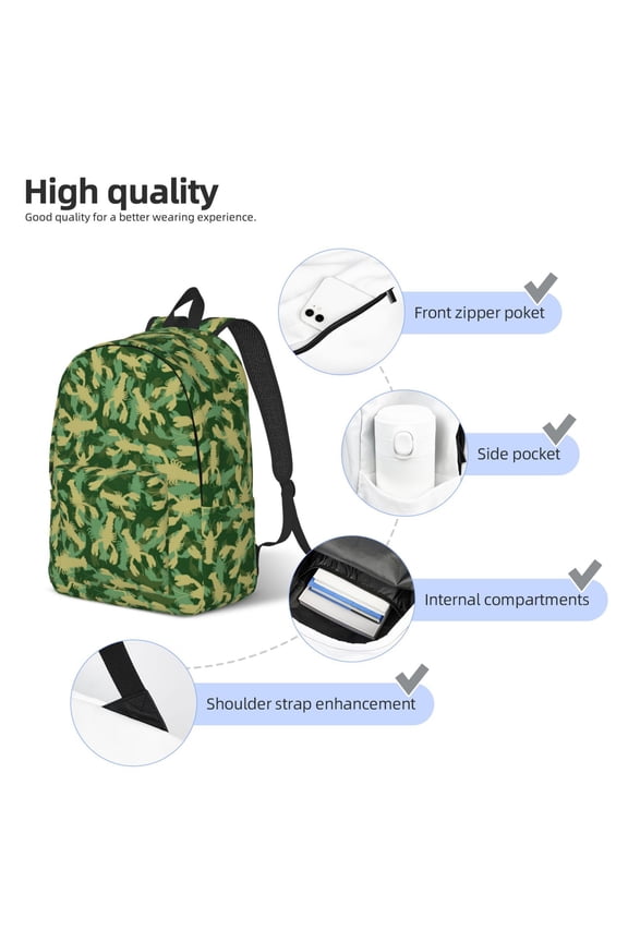 Crayfish Army Print Durable Canvas College Rucksack,Laptop Excursion Backpack,Travel Notebook School Backpack,Bookbag For Men Women