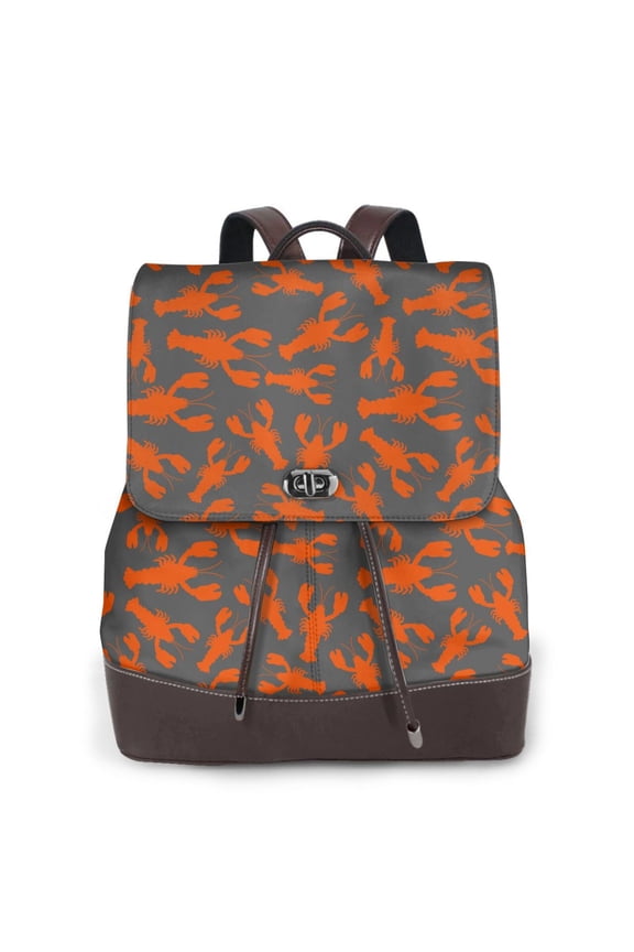 Naloa Crayfish Print Leather Backpack Purse for Women and Ladies,Shoulder Travel Daypacks Bags,Laptop Backpack for Women