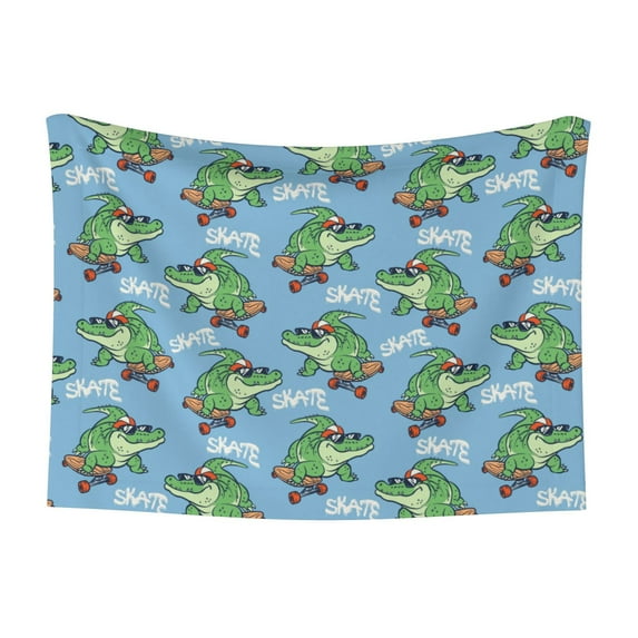 Naloa Crocodile Riding Skateboard Dog Blanket, 3 Sizes Cat Blanket for Indoor Cats Large Medium Small Dog Gifts-Large