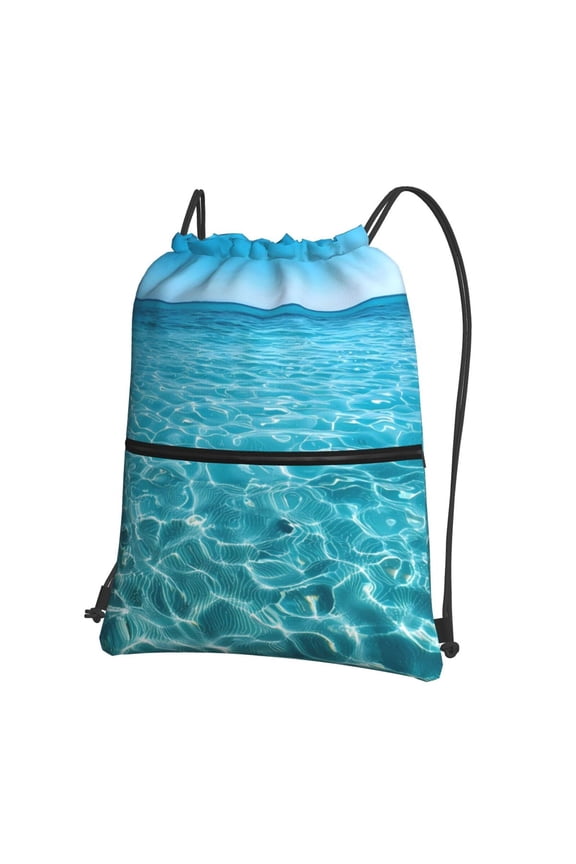 Crystal Clear Ocean Waves Drawstring Backpack String Bag Cinch Water Resistant for Gym Shopping Sport Yoga