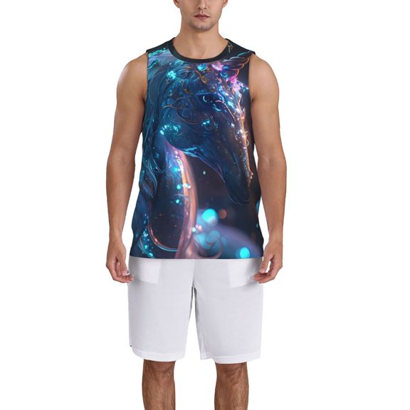 Naloa Crystal Pattern White Horse Basketball Jersey Reversible Men's Mesh Athletic Sports Shirts Training Practice S-4XLLarge