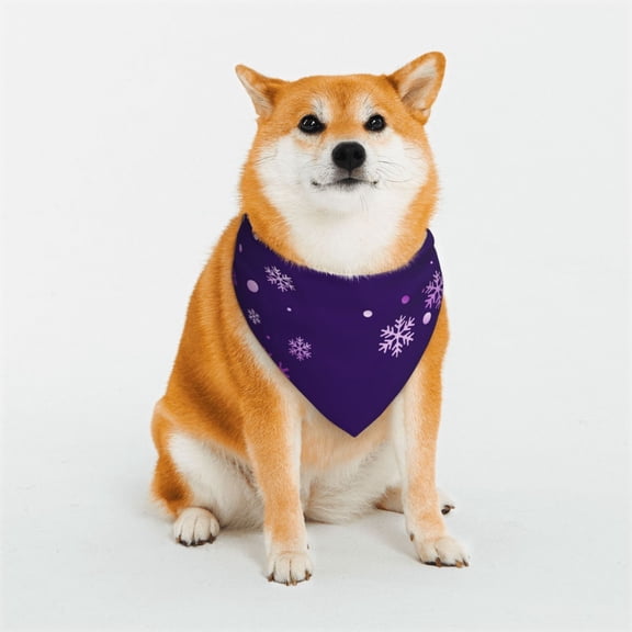 Naloa Crystal Purple Snowflake Dog Bandana Large and Small-Dog Scarf Bib Handkerchief Accessories for Dogs and Cats(S-L)-Large