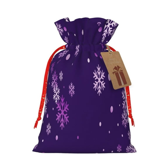 Naloa Crystal Purple Snowflake Drawstring Christmas Bags, 3D Xmas Gift Bags, Christmas Wrapping Bags, Xmas Goodie Bags, Treat Pouch Bags, Party Favor Bags-Small