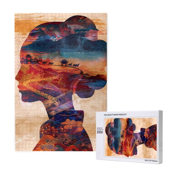 Naloa Cultural Silhouette Journey Custom Puzzles Personalized Puzzle 1000 Pieces from Photo Custom Jigsaw Puzzle for Wedding, Graduation, (29.519.7in, Vertical)