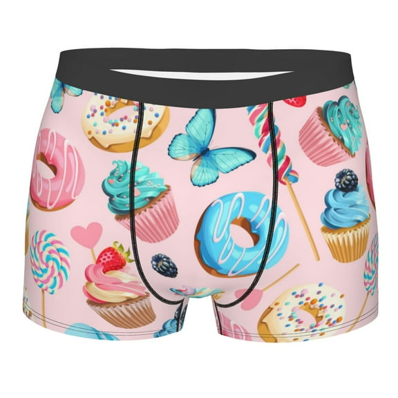 Naloa Cupcakes and Donuts Print Mens Underwear - Boxers for Men, Classic Briefs for Men