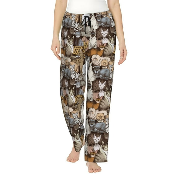 Naloa Cut Cats Print Women’s Ultra-Soft Comfy Pajama Lounge Pants with Pockets & Drawstring