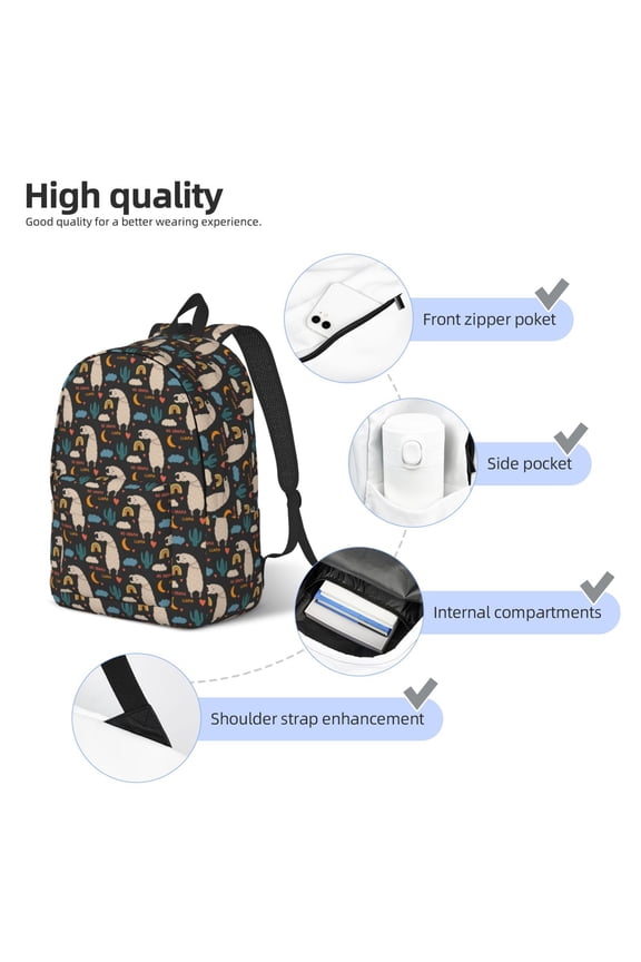 Cute Alpaca Print Durable Canvas College Rucksack,Laptop Excursion Backpack,Travel Notebook School Backpack,Bookbag For Men Women