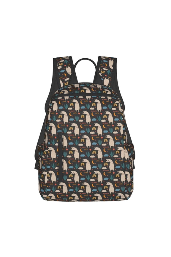 Cute Alpaca Print Lightweight DayBackpack Suitable for school, work, shopping, travel, etc.