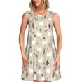 thumbnail image 1 of Naloa Cute Alpaca Print Women's Summer Spring Casual Beach Sundress,Vacation Sleeveless Tank Crewneck Loose Dresses, 1 of 7