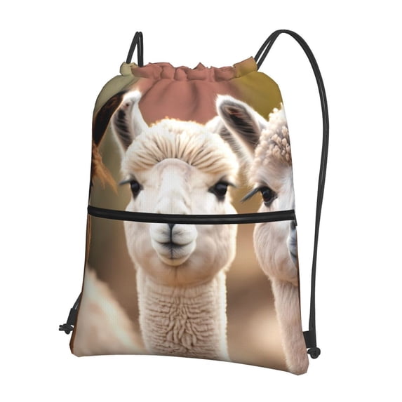 Naloa Cute Alpaca in Daze Drawstring Backpack String Bag Cinch Water Resistant for Gym Shopping Sport Yoga
