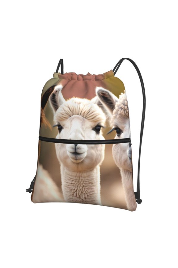 Cute Alpaca in Daze Drawstring Backpack String Bag Cinch Water Resistant for Gym Shopping Sport Yoga