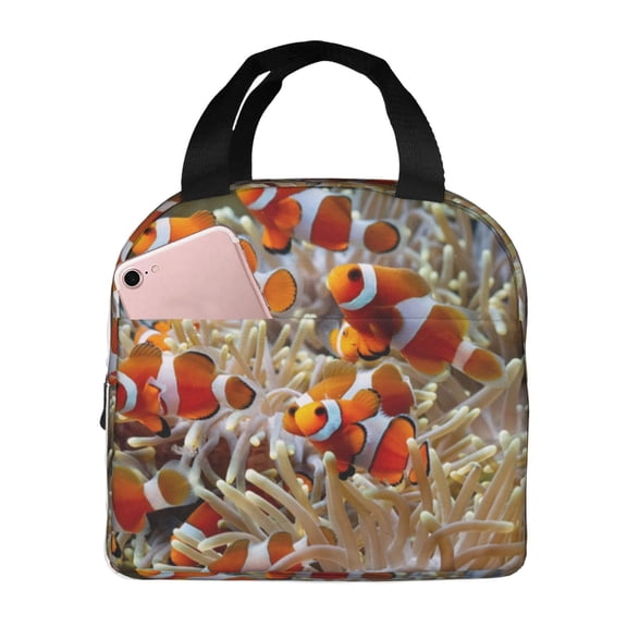 Naloa Cute Anemone Fish Print Lunch Box for Women Men,Insulated Lunch Bag,Lunchbox,Thermal Leakproof Cooler,Reusable Lunch Tote Bag for Work School Travel Picnic