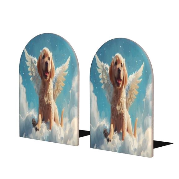 Naloa Cute Angel Winged Dog 2 Pcs Bookend Large Capacity Office Book Ends for Home Office Library School Study Decoration