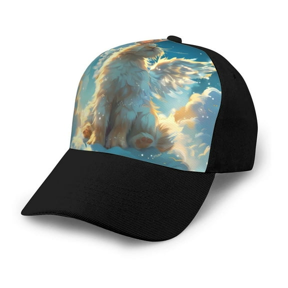 Naloa Cute Angel Winged Rabbit Adult adjustable Print Baseball Hat, Patchwork curved brim baseball capfor Men and Women, One Size