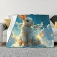 thumbnail image 1 of Naloa Cute Angel Winged Rabbit Flannel Blankets - Thick and Warm Blanket for Winter, Soft Fuzzy Plush King Blanket for All Seasons50"x40", 1 of 6