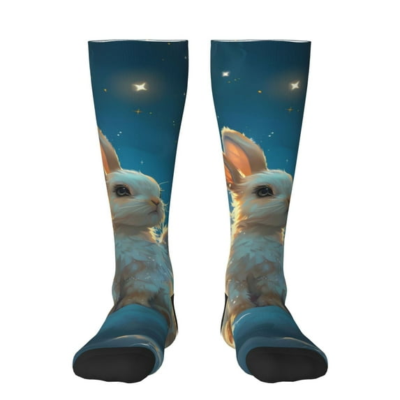Naloa Cute Angel Winged Rabbit Thigh High Socks Extra Long Stretchy Sock Women Over Knee High Opaque Stocking Daily Wear