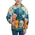 thumbnail image 1 of Naloa Cute Animal Party Teenage Zipper Hoodie, Long Sleeve Zip Up Hoodies Casual Jackets Tops for 7-12 Years-Medium, 1 of 6