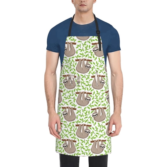 Naloa Cute Animal Sloth On A Branch Apron Kitchen Aprons with Pockets for Women Men Chef