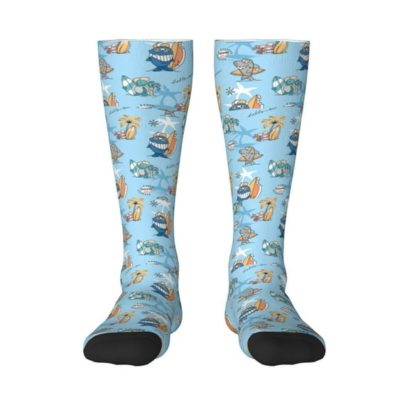 Naloa Cute Animals Surfers Knee Socks, High Socks Long Stretchy Sock Women Knee High Stocking, Long Socks for Women