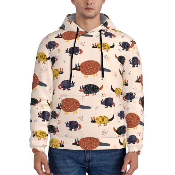 Naloa Cute Armadillo1 Men's Casual Hooded Collar Drawstring Hoodies Pullover Sweatshirts Casual Long Sleeve Shirts-4X-Large