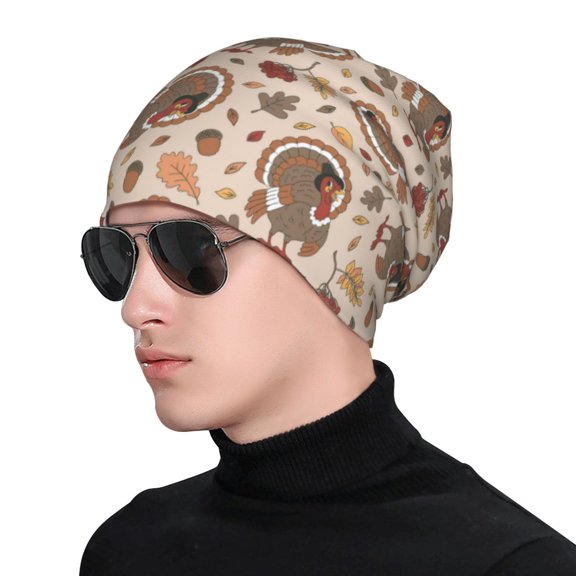 Naloa Cute Autumn Turkey Soft Beanie Hat, Knit Beanie Daily Beanie in Fine Knit for Women Men Winter Travel, Outdoor