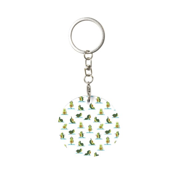 Naloa Cute Avocado Yoga Print Round Keychain Keychain Key Ring, Key Tag, Key Chain Bulk for Gift Accessories (Round)