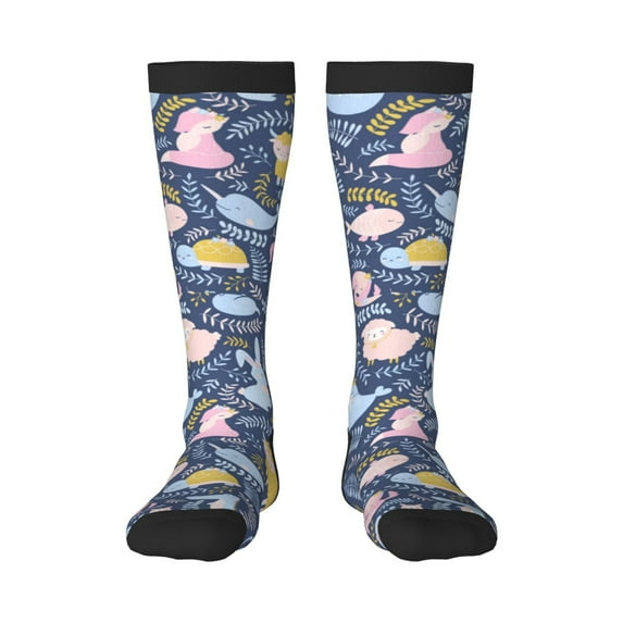 Naloa Cute Baby Animals Thigh High Socks Extra Long Stretchy Sock Women Over Knee High Opaque Stocking Daily Wear