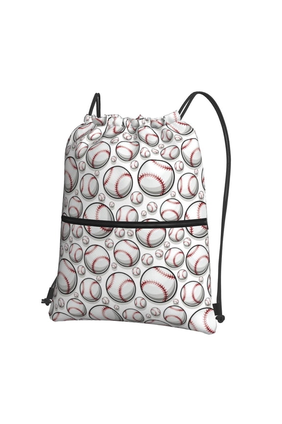 Cute Baseball Drawstring Backpack String Bag Cinch Water Resistant for Gym Shopping Sport Yoga