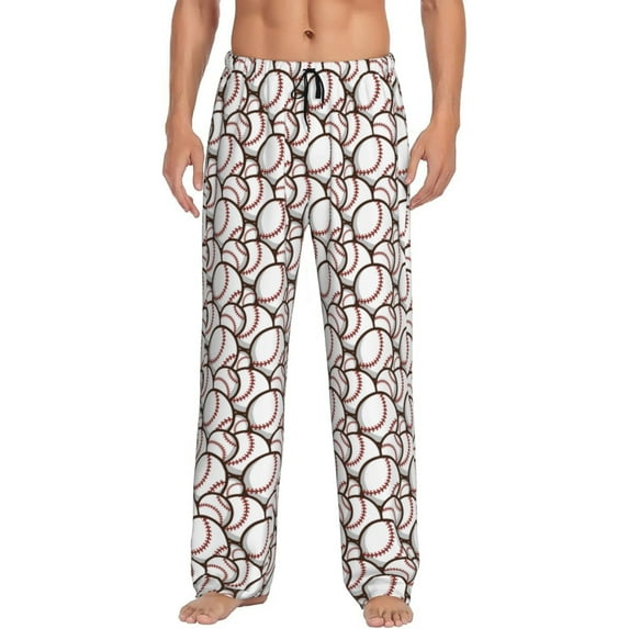 Naloa Cute Baseball Pajama Pants Men, PJ Bottoms, Sleep & Lounge Pants-X-Large