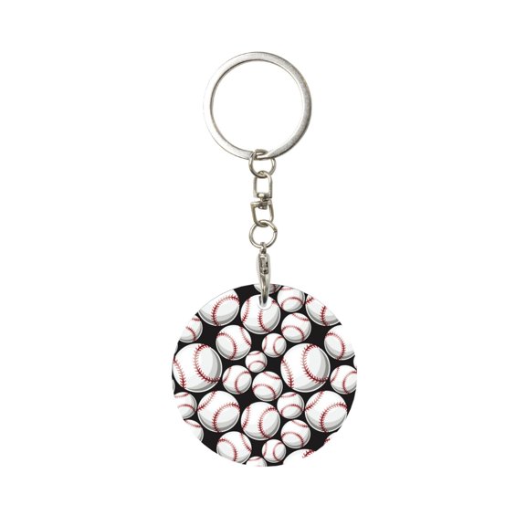 Naloa Cute Baseball Print Round Keychain Keychain Key Ring, Key Tag, Key Chain Bulk for Gift Accessories (Round)