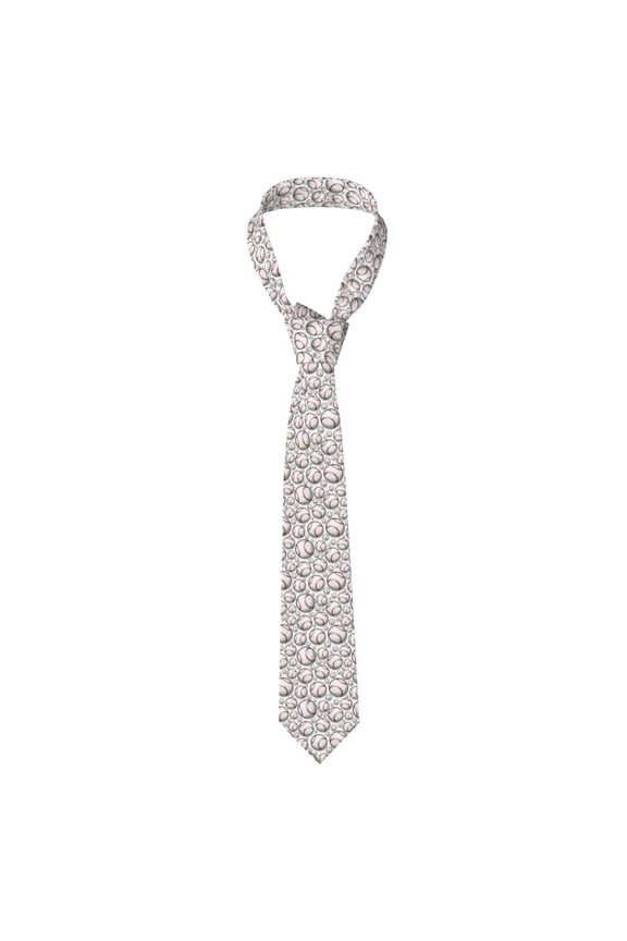 Cute Baseball Print Solid Color Tie Formal Necktie for MenSuitable for business, daily life, work